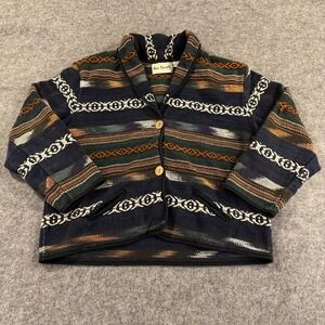 VTG‎ Two Twenty Tapestry Jacket Women Large Shawl Collar Aztec Cowboy Heavy Boho